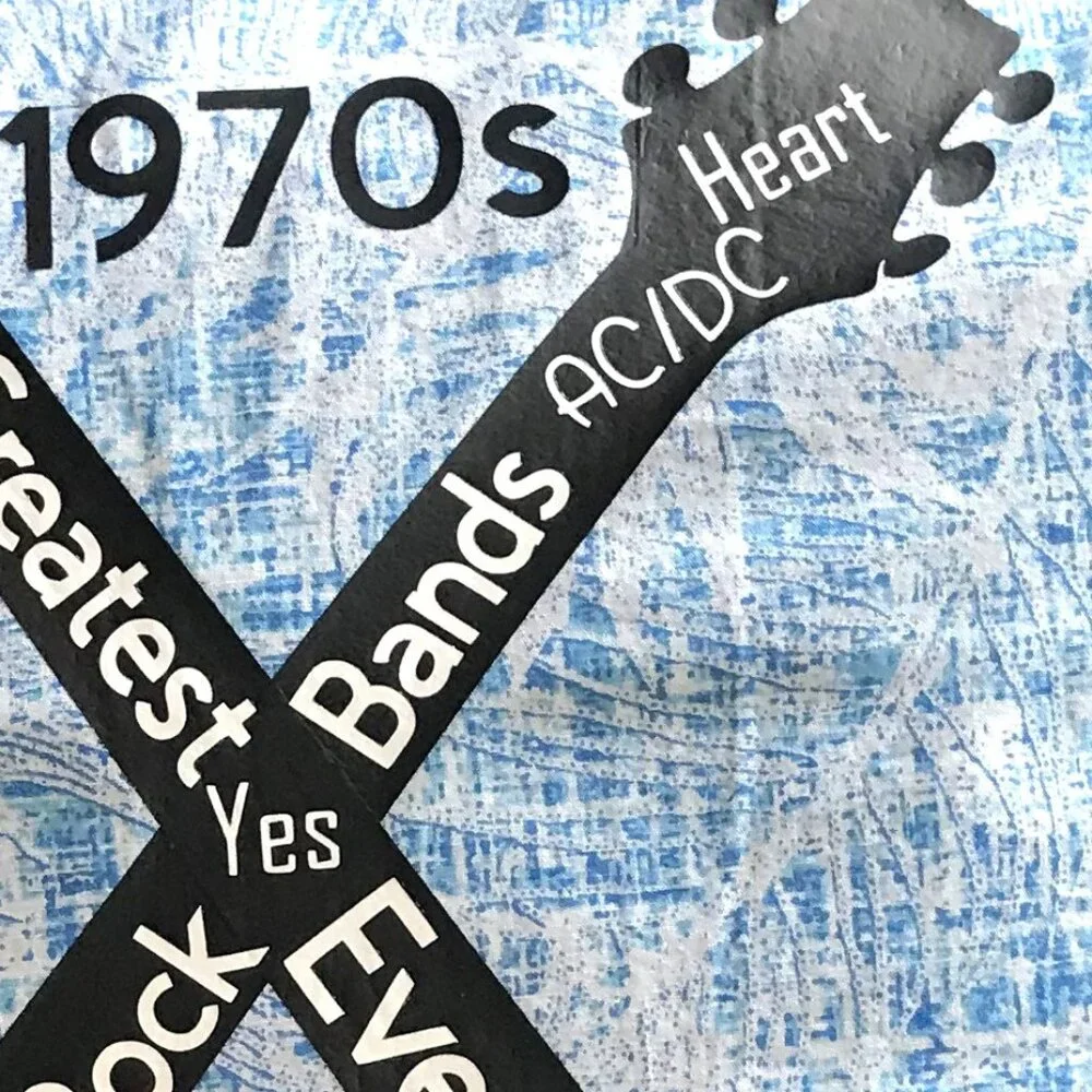 Handmade Pillow Cover, 1970s Rock Bands Guitars Music Room Decor 18 x 18 inches